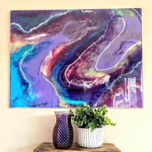 18 x 24 "Color me purple" resin pour flow art